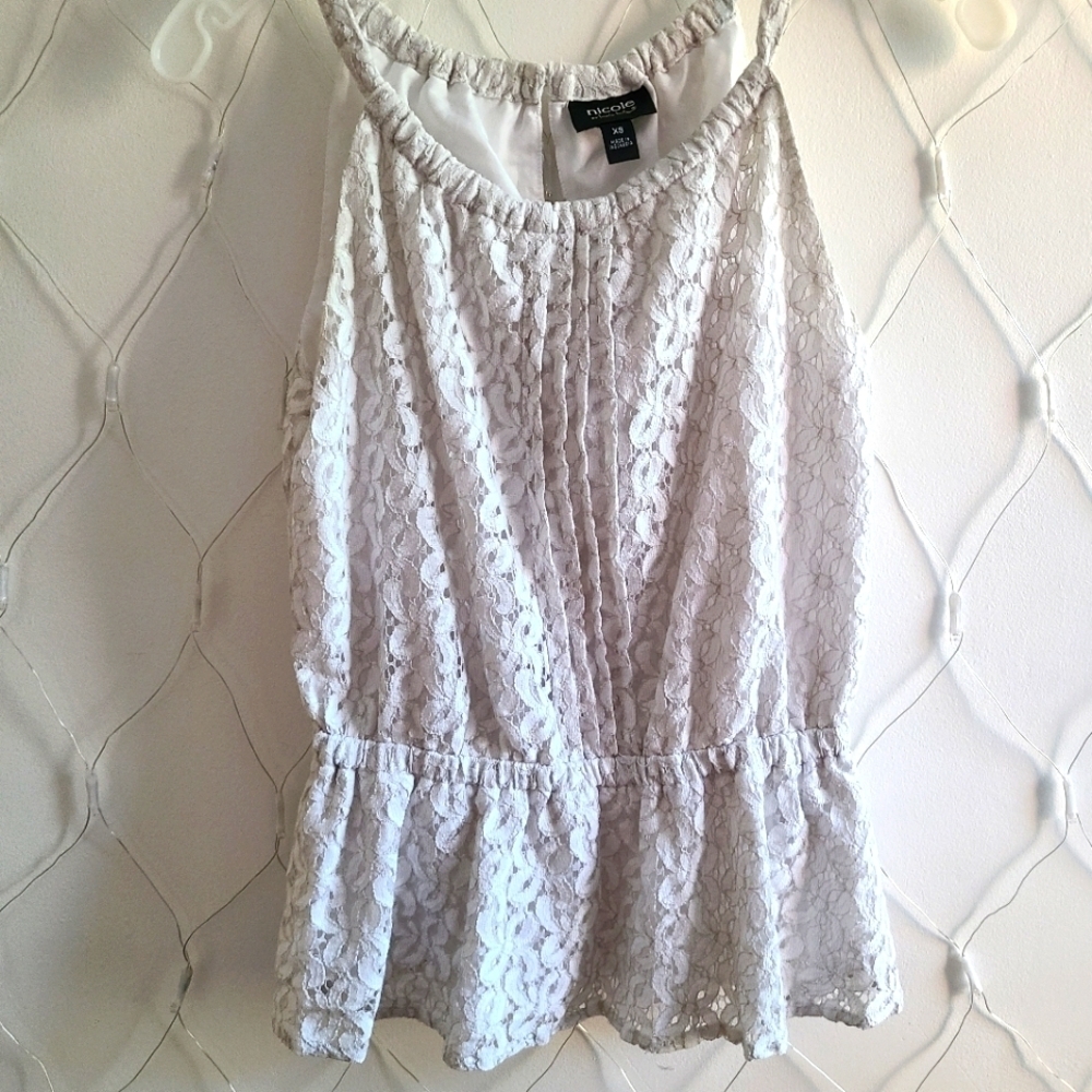 °Nicole by Nicole Miller Lace Tank Top / Ice Blue / Size XS